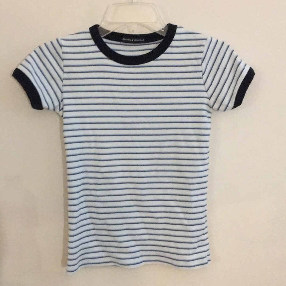 Brandy Melville white and blue striped top